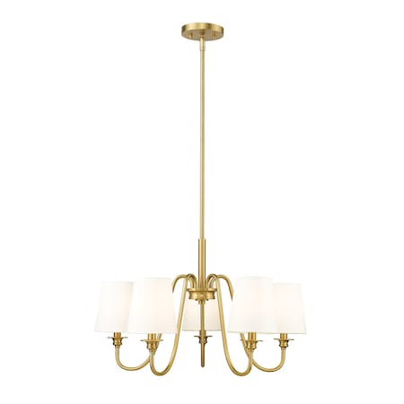 Z-Lite Gianna Chandelier, 5-Light, 26 In.W x 15.75 In.H, Modern Gold/White 7509-5-26MGLD